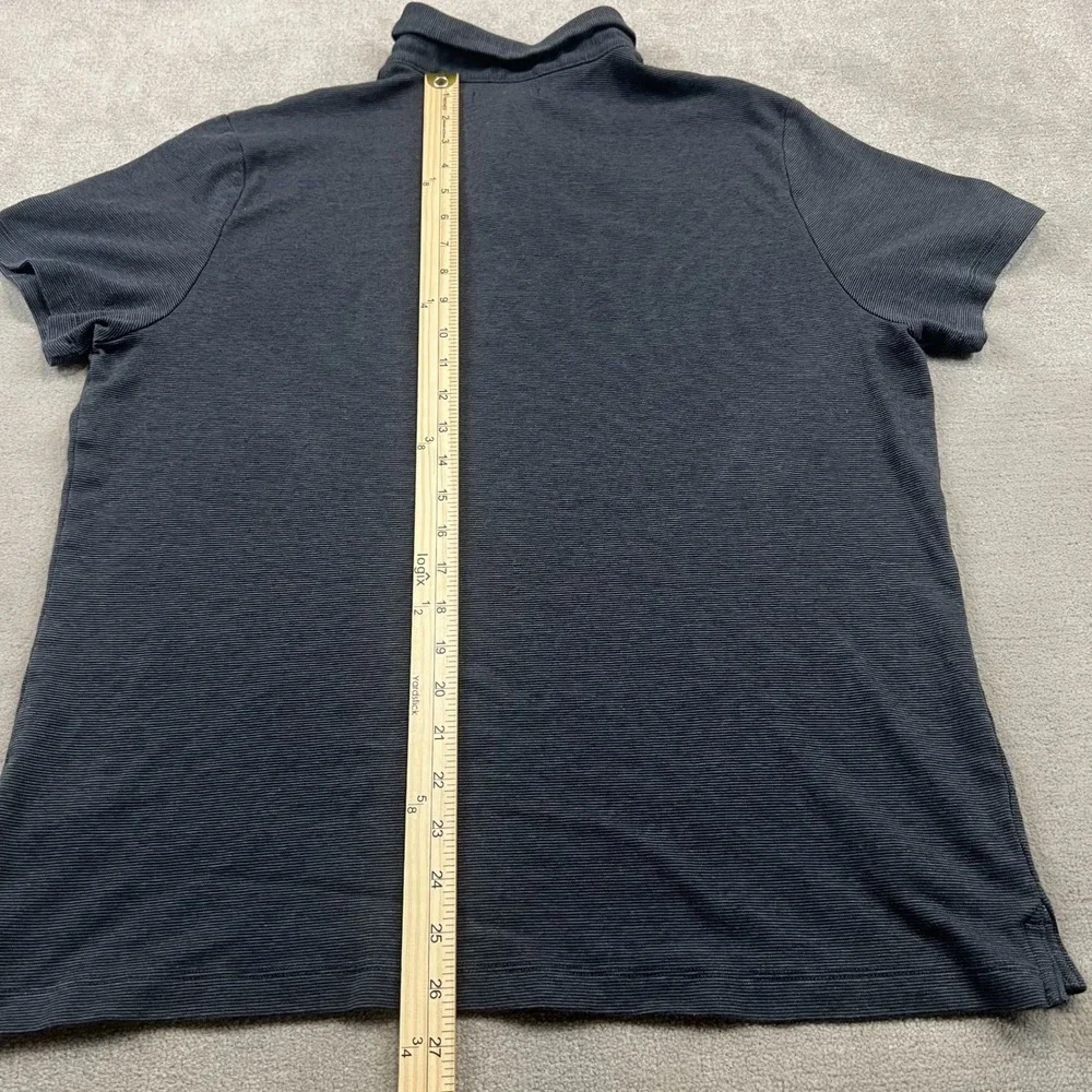 Banana Republic Polo XL Mens Charcoal Gray Micro Stripe Short Sleeve Cotton